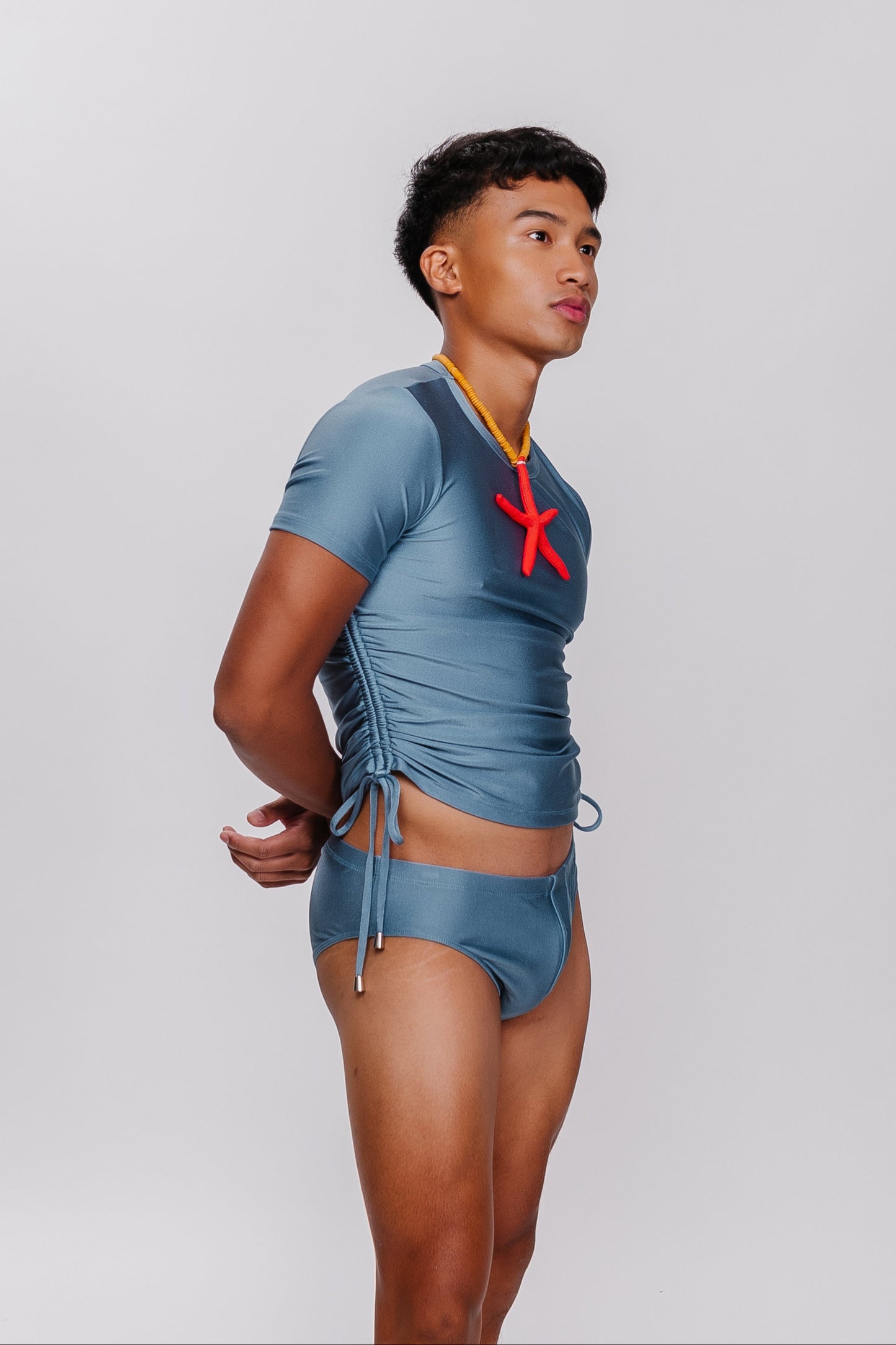 Solid Swim Tee with Adjustable Side Ties