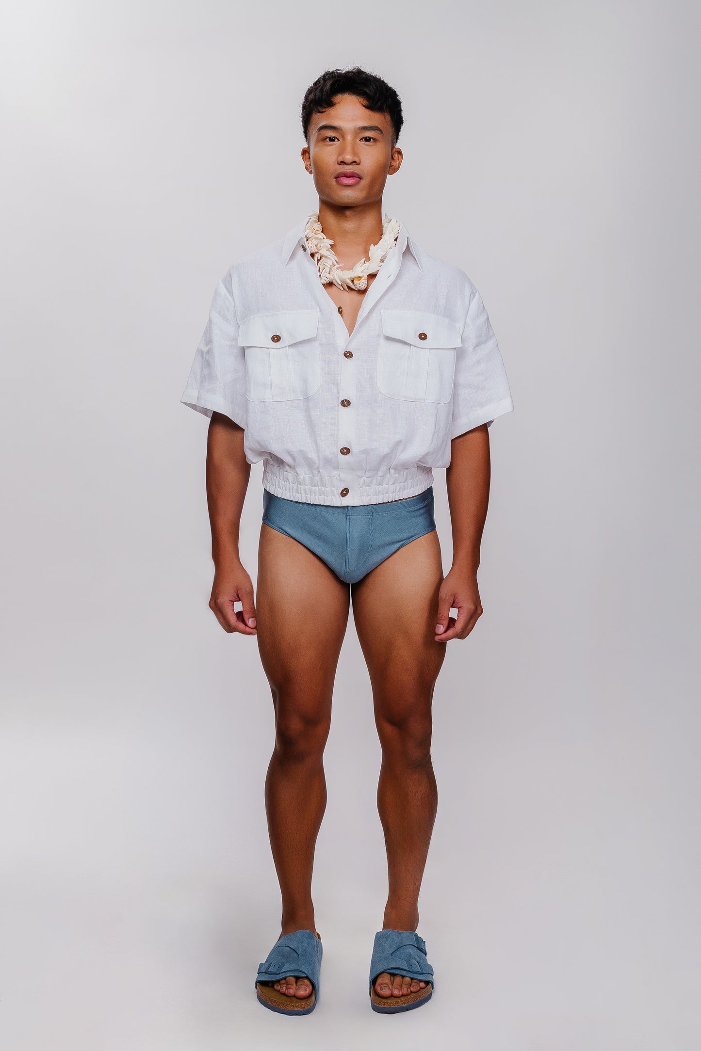 Cropped Linen Utility Shirt