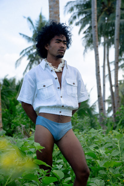Cropped Linen Utility Shirt
