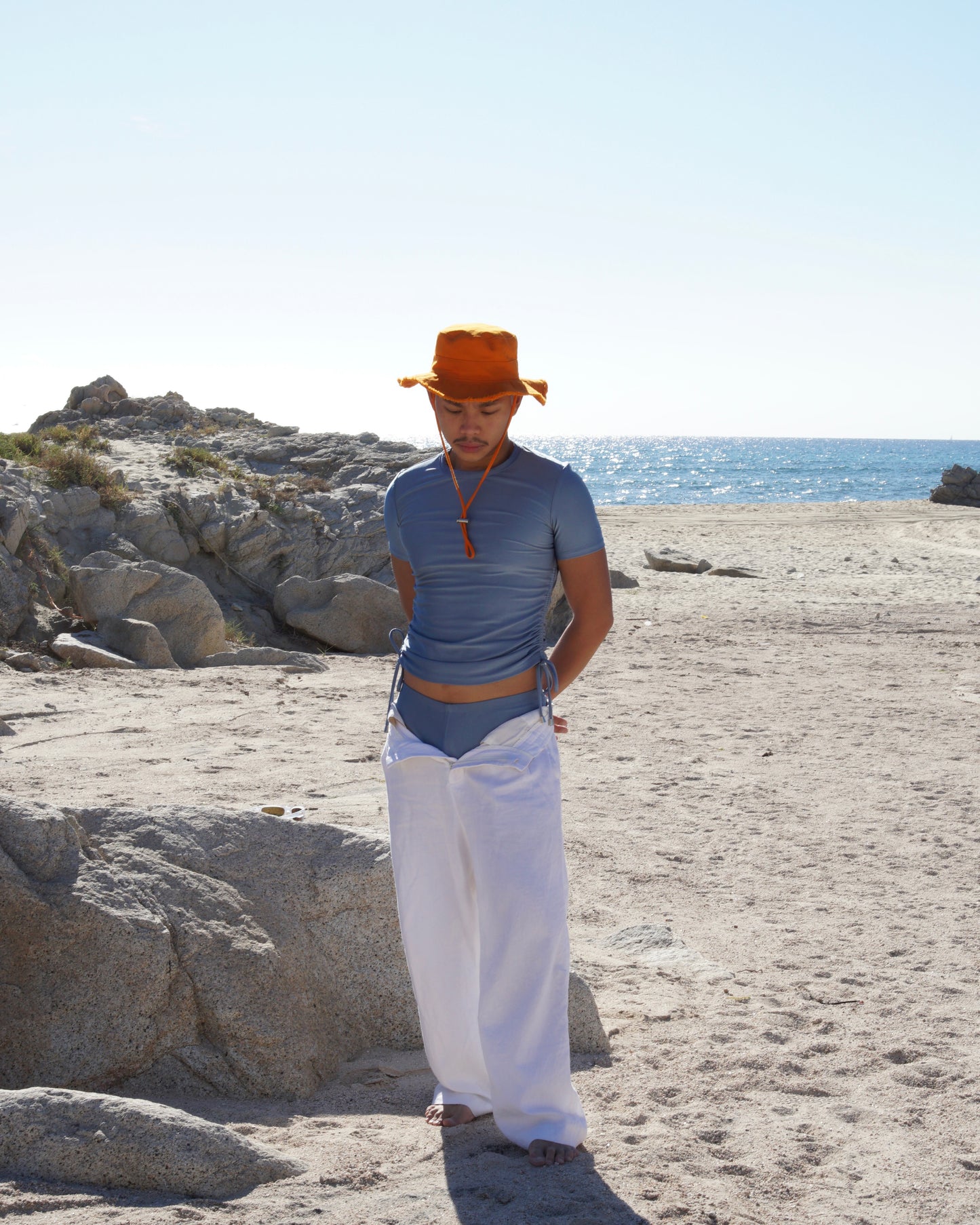 Solid Swim Tee with Adjustable Side Ties