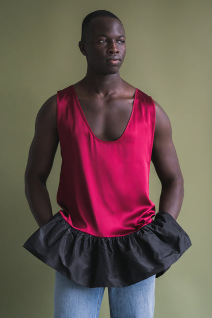'Valerio' Silk Charmeuse Tank Top (Two Tone)