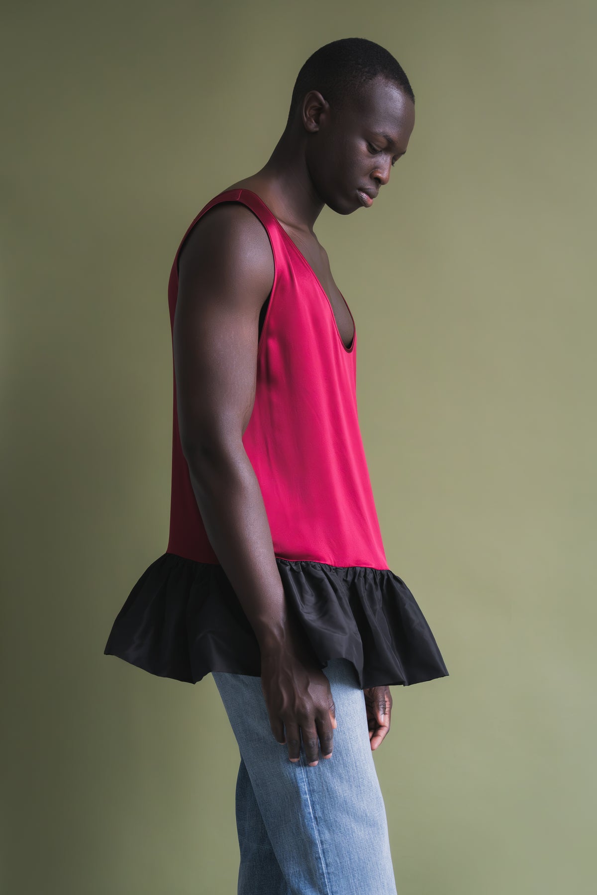 'Valerio' Silk Charmeuse Tank Top (Two Tone)