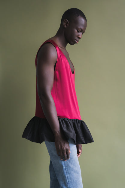 'Valerio' Silk Charmeuse Tank Top (Two Tone)