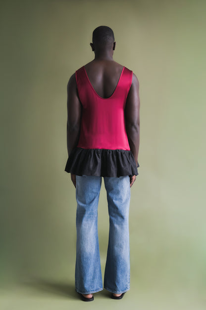 'Valerio' Silk Charmeuse Tank Top (Two Tone)